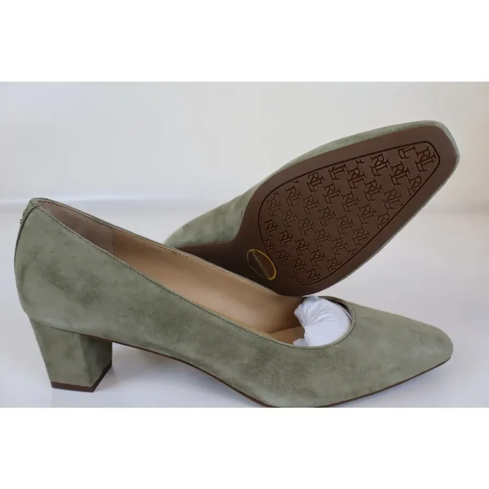 NEW Lauren Ralph Lauren Whitney Pump Heels Women's Olive Green Suede Size 8.5B